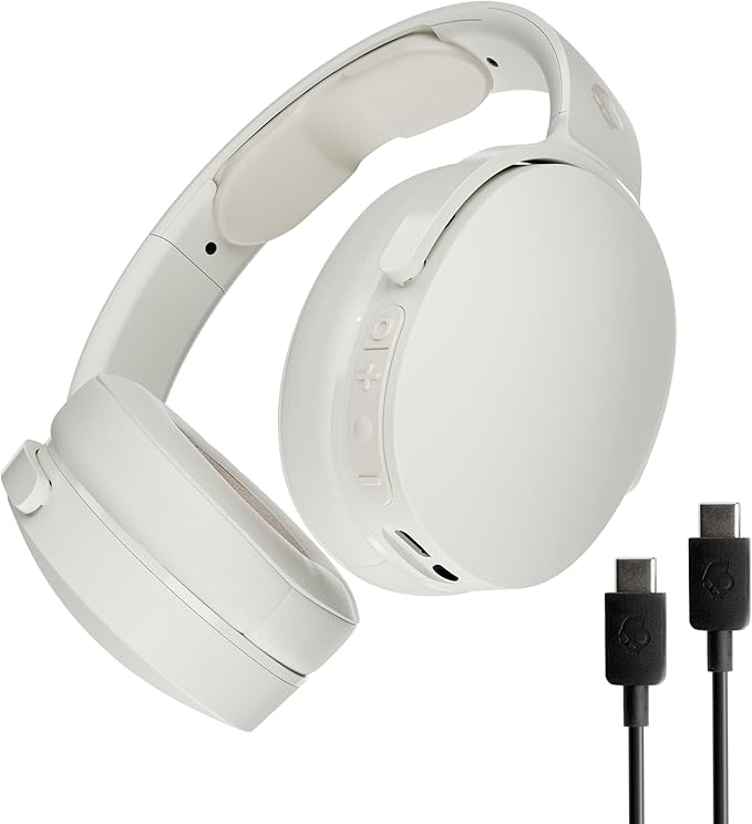 Skullcandy Hesh Evo Wireless Over-Ear Headphones – Foldable, Noise-Isolating, 36H Battery, USB-C Charging, Built-in Mic – Bone
