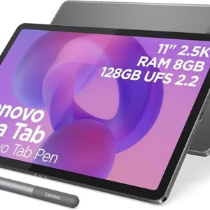 Lenovo Idea Tab 11" 2.5K Tablet – Mediatek Dimensity 6300, 8GB RAM, 128GB Storage, Android 15, Tab Pen & Folio Case – Luna Grey